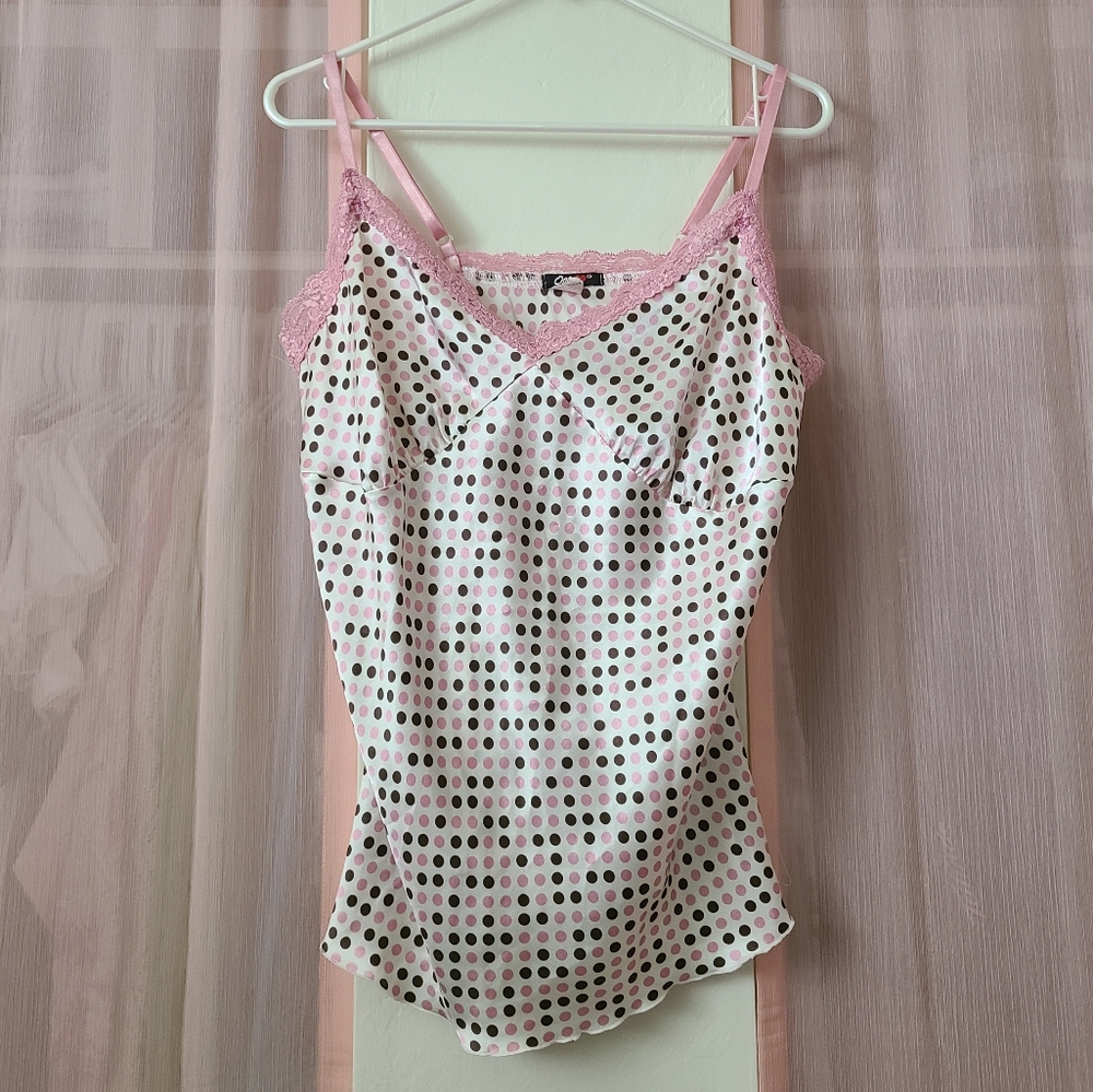 Vintage Pink Polka-dot Lace Cami
